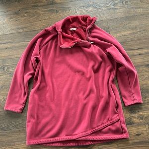 Athleta fleece cowl neck tunic with thumb holes 2X burgundy red